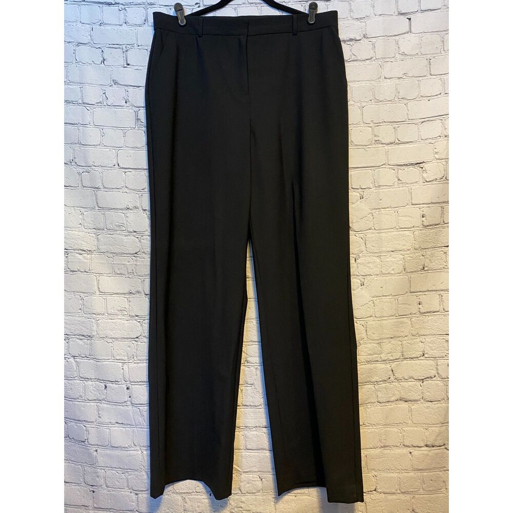 Moda International Women's Suit Pants Size 16 Long Wide Leg Black Flat Front